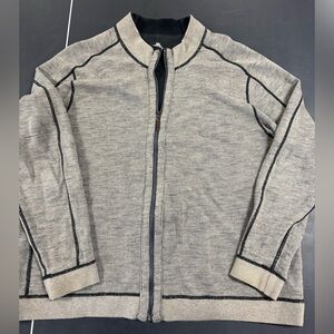 Tommy Bahama black and beige reversible Zip-Up Sweater with Black Trim